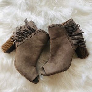 Charolette Russe Tan Fringe Booties